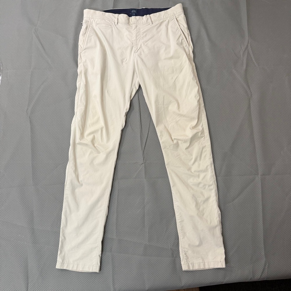 J.Crew Tech Pant Mens 34 Ivory 484 Slim Stretch Tapered Flex Chino Casual Golf